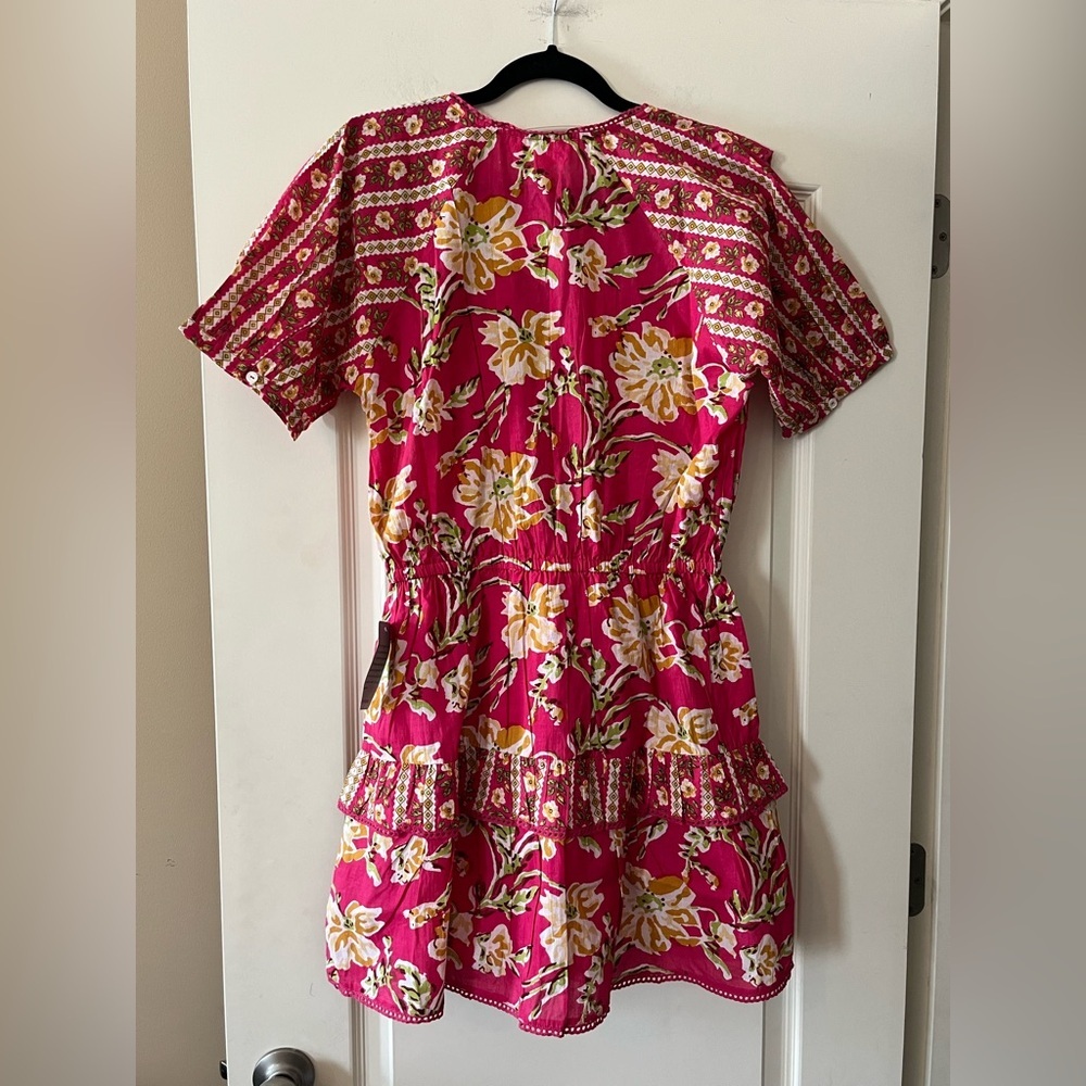 Maisie Designer Vibrant Pink Cotton Mini Dress Women’s Size Medium - Picture 4 of 15